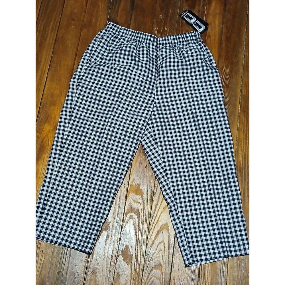 Kim Rogers Comfort Waist Elastic Waistband Black/White Gingham Capri NWT 10